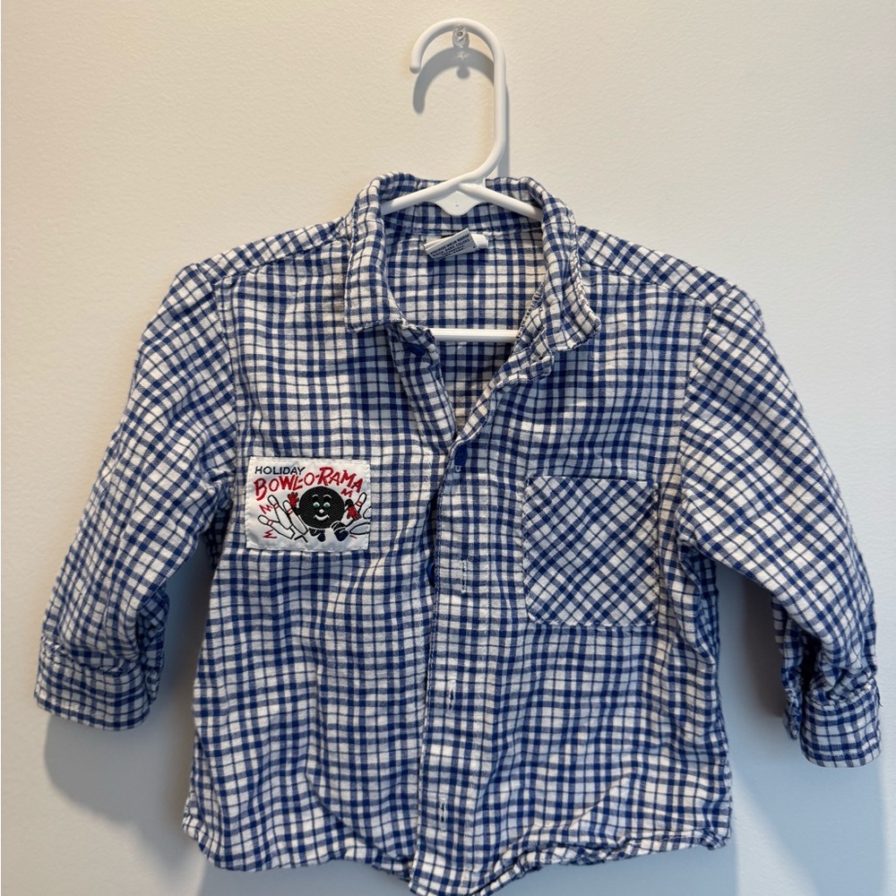 Vintage Toddler Boys OshKosh Cotton “Bowl O Rama” Button Down
